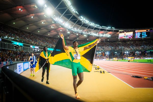 Wayne Pinnock (JAM/Jamaica), Tajay Gayle (JAM/Jamaica) on Day 6 of the World Athletics Championships Budapest 23 at the National Athletics Centre in Budapest, Hungary on August 24, 2023.