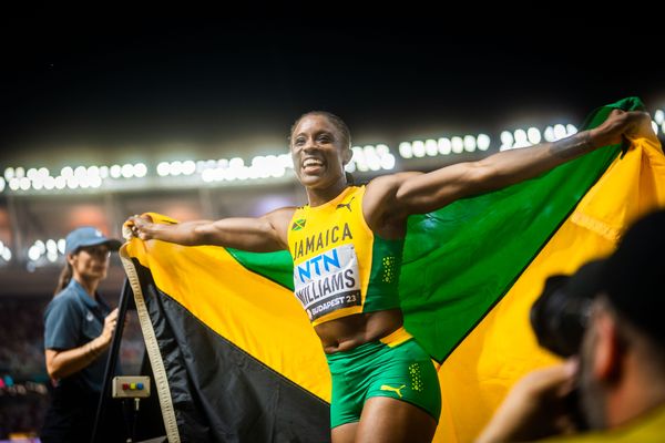 Danielle Williams (JAM/Jamaica) during the 100 Metres Hurdles on Day 6 of the World Athletics Championships Budapest 23 at the National Athletics Centre in Budapest, Hungary on August 24, 2023.