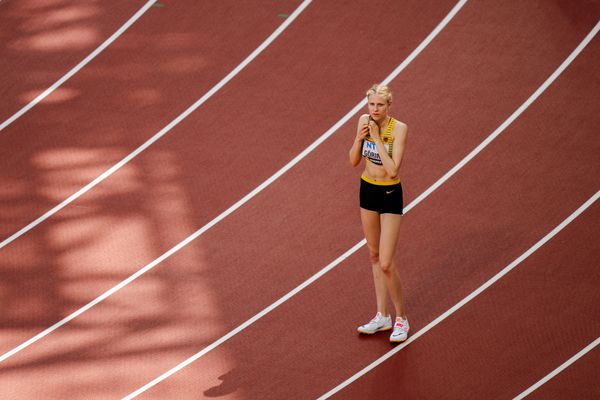 Johanna Göring (GER/Germany) during the High Jump on Day 7 of the World Athletics Championships Budapest 23 at the National Athletics Centre in Budapest, Hungary on August 25, 2023.