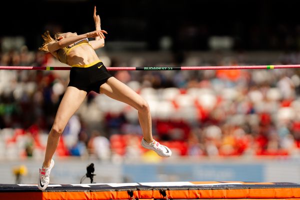 Johanna Göring (GER/Germany) during the High Jump on Day 7 of the World Athletics Championships Budapest 23 at the National Athletics Centre in Budapest, Hungary on August 25, 2023.