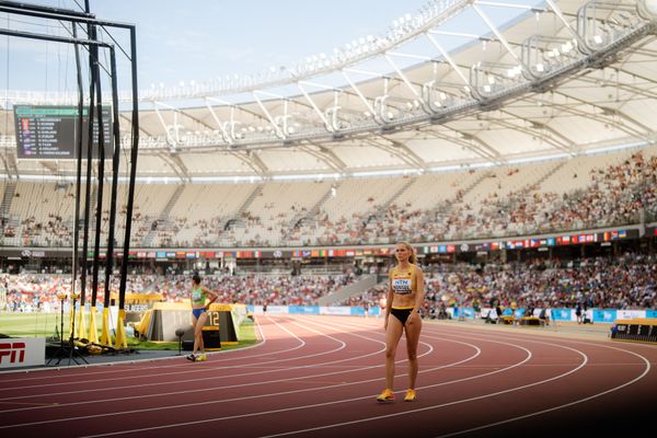 Christina Honsel (GER/Germany) during the High Jump on Day 7 of the World Athletics Championships Budapest 23 at the National Athletics Centre in Budapest, Hungary on August 25, 2023.