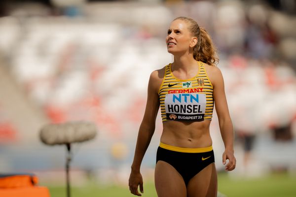 Christina Honsel (GER/Germany) during the High Jump on Day 7 of the World Athletics Championships Budapest 23 at the National Athletics Centre in Budapest, Hungary on August 25, 2023.