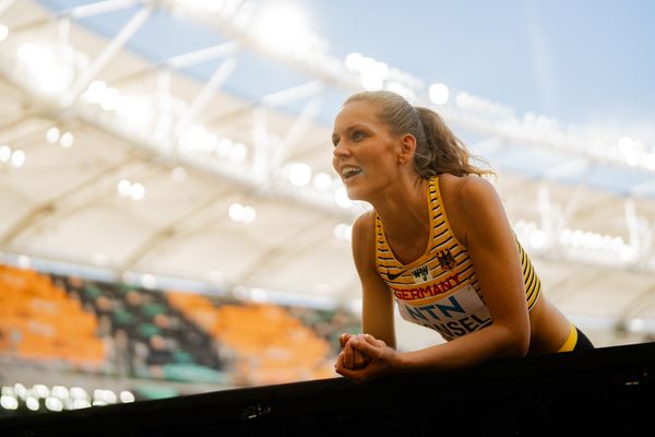 Christina Honsel (GER/Germany) during the High Jump on Day 7 of the World Athletics Championships Budapest 23 at the National Athletics Centre in Budapest, Hungary on August 25, 2023.