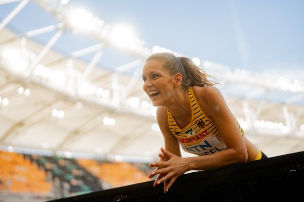 Christina Honsel (GER/Germany) during the High Jump on Day 7 of the World Athletics Championships Budapest 23 at the National Athletics Centre in Budapest, Hungary on August 25, 2023.