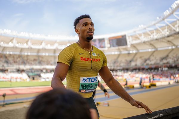 Leo Neugebauer (GER/Germany) during the Decathlon Long Jump on Day 6 of the World Athletics Championships Budapest 23 at the National Athletics Centre in Budapest, Hungary on August 24, 2023.