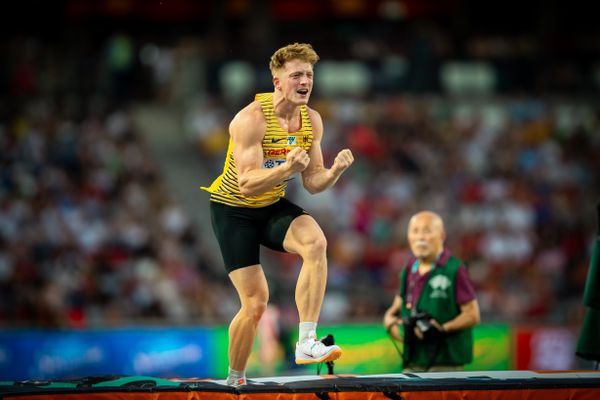 Manuel Eitel (GER/Germany) during the Decathlon High Jump on Day 7 of the World Athletics Championships Budapest 23 at the National Athletics Centre in Budapest, Hungary on August 25, 2023.