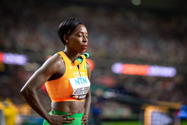 Murielle Ahouré (CIV/Cote D'ivoire) on Day 7 of the World Athletics Championships Budapest 23 at the National Athletics Centre in Budapest, Hungary on August 25, 2023.