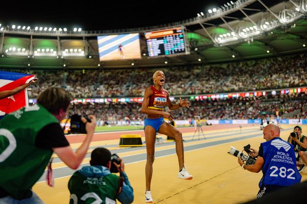 Yulimar Rojas (VEN/Venezuela) during the Triple Jump on Day 7 of the World Athletics Championships Budapest 23 at the National Athletics Centre in Budapest, Hungary on August 25, 2023.