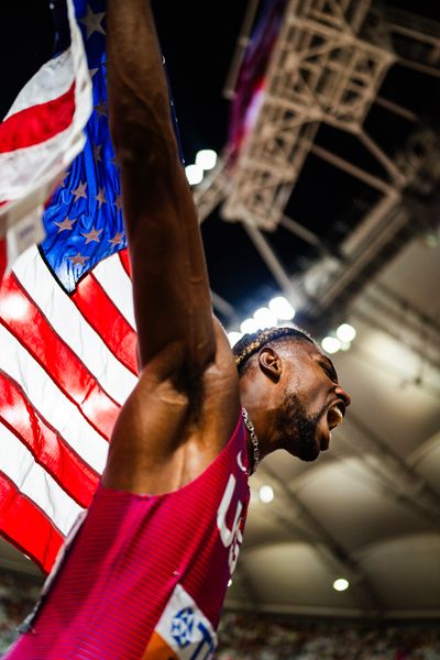 Noah Lyles (USA/United States) during the 200 Metres Final on Day 7 of the World Athletics Championships Budapest 23 at the National Athletics Centre in Budapest, Hungary on August 25, 2023.