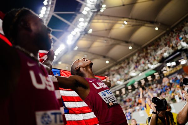 Erriyon Knighton (USA/United States) during the 200 Metres Final on Day 7 of the World Athletics Championships Budapest 23 at the National Athletics Centre in Budapest, Hungary on August 25, 2023.