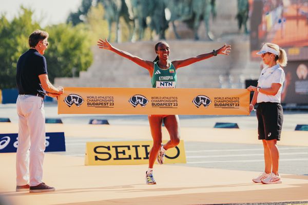 Amane Beriso Shankule (ETH/Ethiopia) on Day 8 of the World Athletics Championships Budapest 23 at the National Athletics Centre in Budapest, Hungary on August 26, 2023.