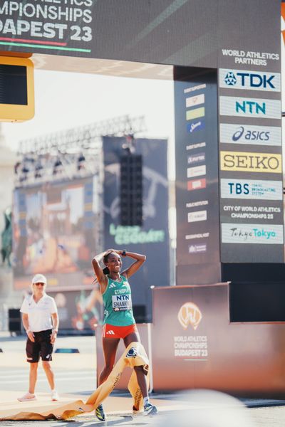 Amane Beriso Shankule (ETH/Ethiopia) on Day 8 of the World Athletics Championships Budapest 23 at the National Athletics Centre in Budapest, Hungary on August 26, 2023.