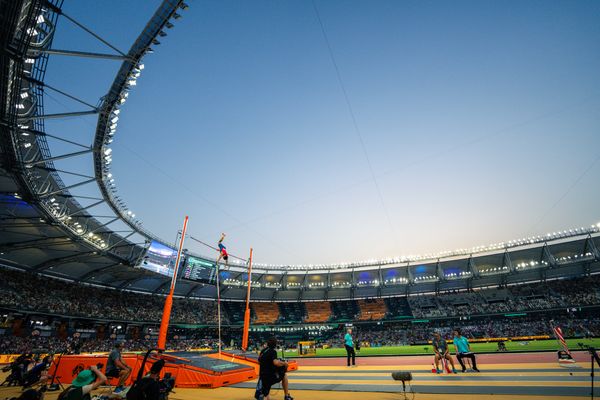 Ernest John Obiena (PHI/Philippines) on Day 8 of the World Athletics Championships Budapest 23 at the National Athletics Centre in Budapest, Hungary on August 26, 2023.