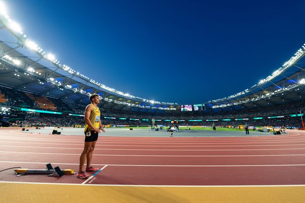 Jean Paul Bredau (GER/Germany) during the 4x400 Metres Relay on Day 8 of the World Athletics Championships Budapest 23 at the National Athletics Centre in Budapest, Hungary on August 26, 2023.