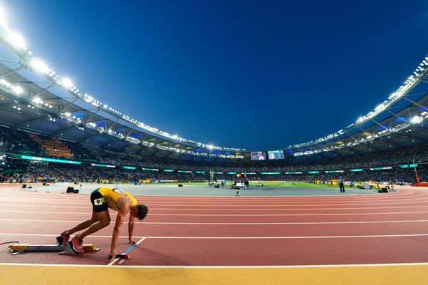 Jean Paul Bredau (GER/Germany) during the 4x400 Metres Relay on Day 8 of the World Athletics Championships Budapest 23 at the National Athletics Centre in Budapest, Hungary on August 26, 2023.