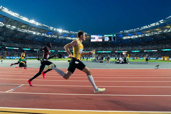 Manuel Sanders (GER/Germany)during the 4x400 Metres Relay on Day 8 of the World Athletics Championships Budapest 23 at the National Athletics Centre in Budapest, Hungary on August 26, 2023.