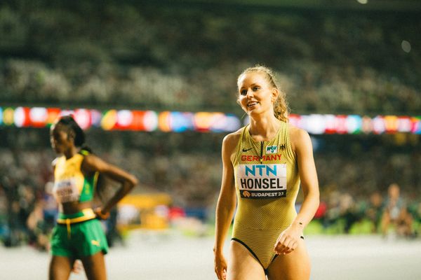 Christina Honsel (GER/Germany) during the High Jump on Day 9 of the World Athletics Championships Budapest 23 at the National Athletics Centre in Budapest, Hungary on August 27, 2023.