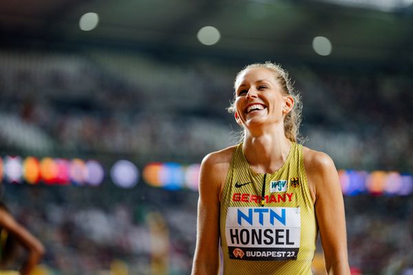 Christina Honsel (GER/Germany) during the High Jump Final on Day 9 of the World Athletics Championships Budapest 23 at the National Athletics Centre in Budapest, Hungary on August 27, 2023.