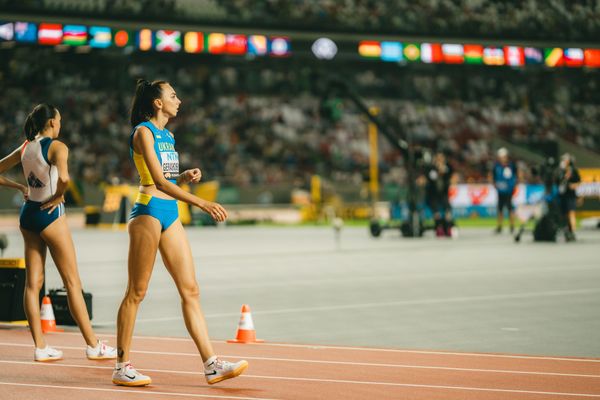 Iryna Gerashchenko (UKR/Ukraine) during the High Jump on Day 9 of the World Athletics Championships Budapest 23 at the National Athletics Centre in Budapest, Hungary on August 27, 2023.