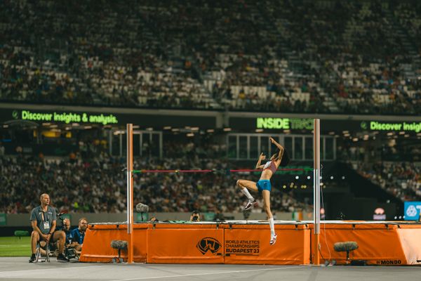 Vashti Cunningham (USA/United States) during the High Jump on Day 9 of the World Athletics Championships Budapest 23 at the National Athletics Centre in Budapest, Hungary on August 27, 2023.