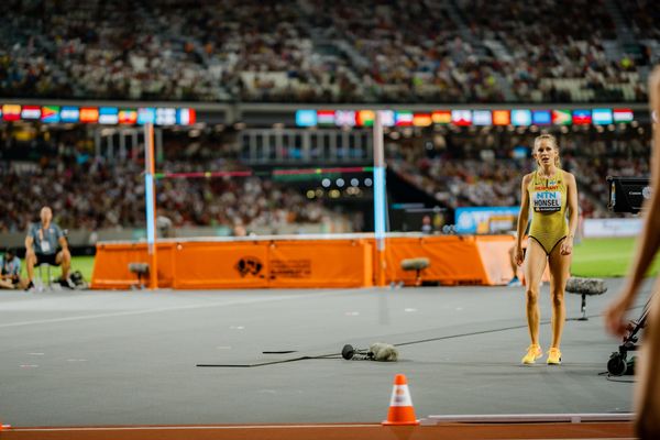 Christina Honsel (GER/Germany) during the High Jump on Day 9 of the World Athletics Championships Budapest 23 at the National Athletics Centre in Budapest, Hungary on August 27, 2023.