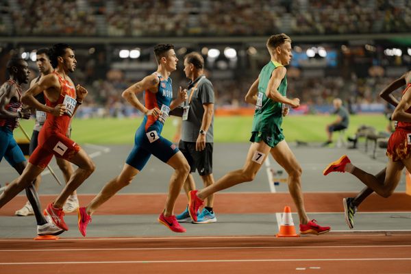 Mohamed Katir (ESP/Spain), Jakob Ingebrigtsen (NOR/Norway) during the 5000 Metres on Day 9 of the World Athletics Championships Budapest 23 at the National Athletics Centre in Budapest, Hungary on August 27, 2023.