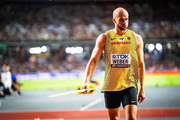 Julian Weber (GER/Germany) during the Javelin Throw Final on Day 9 of the World Athletics Championships Budapest 23 at the National Athletics Centre in Budapest, Hungary on August 27, 2023.