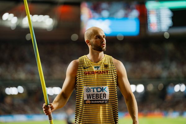 Julian Weber (GER/Germany) during the Javelin Throw on Day 9 of the World Athletics Championships Budapest 23 at the National Athletics Centre in Budapest, Hungary on August 27, 2023.