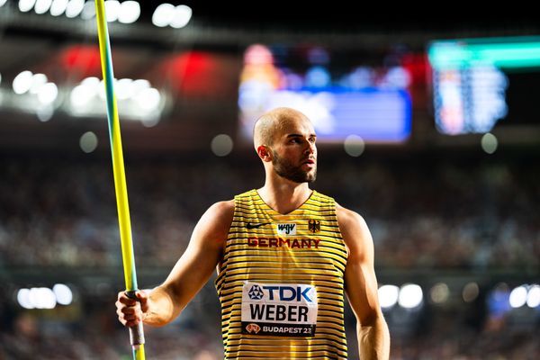 Julian Weber (GER/Germany) during the Javelin Throw Final on Day 9 of the World Athletics Championships Budapest 23 at the National Athletics Centre in Budapest, Hungary on August 27, 2023.