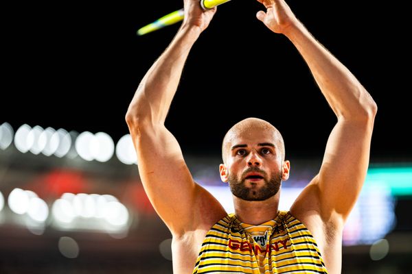 Julian Weber (GER/Germany) during the Javelin Throw Final on Day 9 of the World Athletics Championships Budapest 23 at the National Athletics Centre in Budapest, Hungary on August 27, 2023.