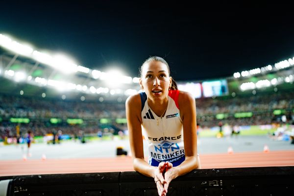 Nawal Meniker (FRA/France) during the High Jump Final on Day 9 of the World Athletics Championships Budapest 23 at the National Athletics Centre in Budapest, Hungary on August 27, 2023.