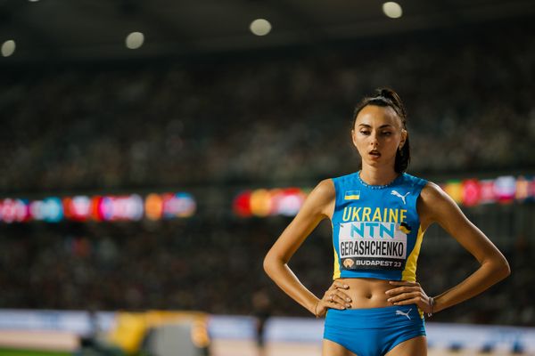 Iryna Gerashchenko (UKR/Ukraine) during the High Jump  Final on Day 9 of the World Athletics Championships Budapest 23 at the National Athletics Centre in Budapest, Hungary on August 27, 2023.