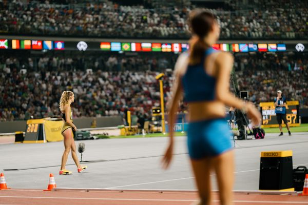 Christina Honsel (GER/Germany) during the High Jump on Day 9 of the World Athletics Championships Budapest 23 at the National Athletics Centre in Budapest, Hungary on August 27, 2023.