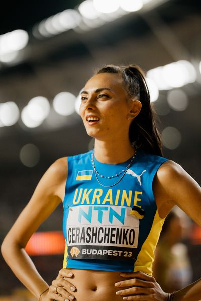 Iryna Gerashchenko (UKR/Ukraine) during the High Jump  Final on Day 9 of the World Athletics Championships Budapest 23 at the National Athletics Centre in Budapest, Hungary on August 27, 2023.