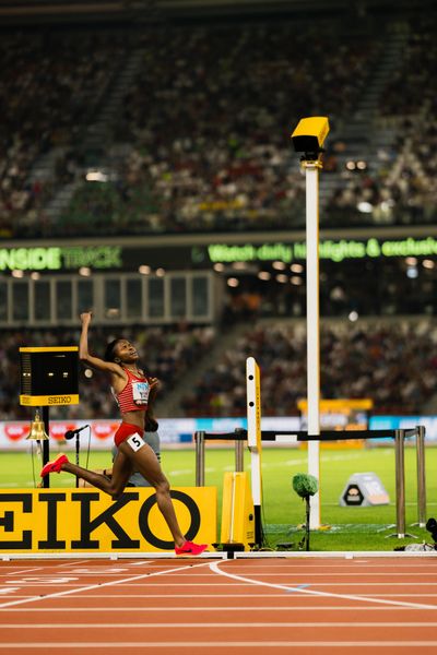 Winfred Mutile Yavi (BRN/Bahrain) during the 3000 Metres Steeplechase on Day 9 of the World Athletics Championships Budapest 23 at the National Athletics Centre in Budapest, Hungary on August 27, 2023.