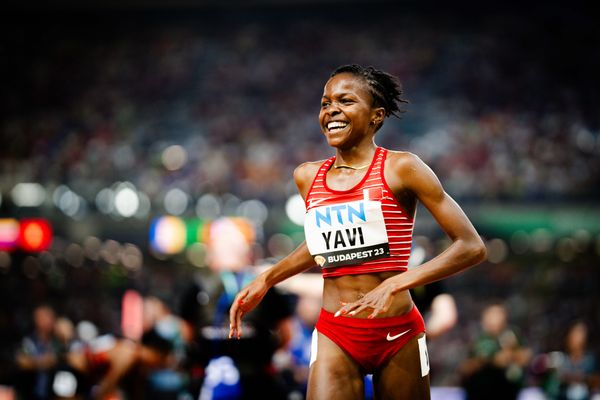 Winfred Mutile Yavi (BRN/Bahrain) during the 3000 Metres Steeplechase Final on Day 9 of the World Athletics Championships Budapest 23 at the National Athletics Centre in Budapest, Hungary on August 27, 2023.