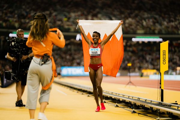 Winfred Mutile Yavi (BRN/Bahrain) during the 3000 Metres Steeplechase on Day 9 of the World Athletics Championships Budapest 23 at the National Athletics Centre in Budapest, Hungary on August 27, 2023.