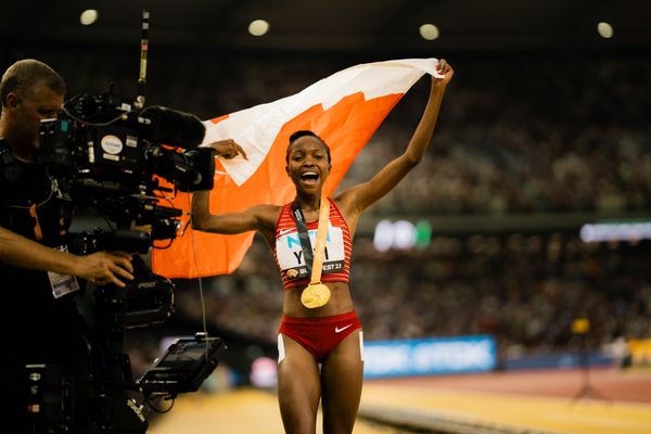 Winfred Mutile Yavi (BRN/Bahrain) during the 3000 Metres Steeplechase on Day 9 of the World Athletics Championships Budapest 23 at the National Athletics Centre in Budapest, Hungary on August 27, 2023.