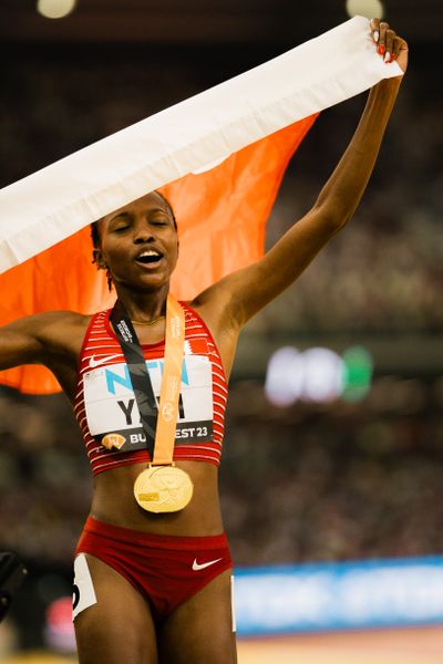 Winfred Mutile Yavi (BRN/Bahrain) during the 3000 Metres Steeplechase on Day 9 of the World Athletics Championships Budapest 23 at the National Athletics Centre in Budapest, Hungary on August 27, 2023.