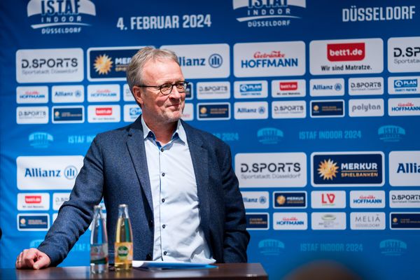 Martin Seeber (Meeting-Direktor ISTAF INDOOR) während der internationalen Pressekonferenz zum 4. ISTAF INDOOR Düsseldorf am 02.02.2024 im Meliá Hotel in Düsseldorf