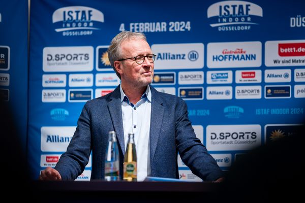 Martin Seeber (Meeting-Direktor ISTAF INDOOR) während der internationalen Pressekonferenz zum 4. ISTAF INDOOR Düsseldorf am 02.02.2024 im Meliá Hotel in Düsseldorf