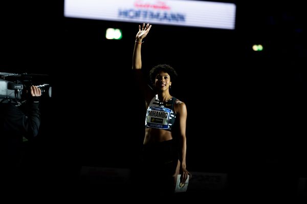 Malaika Mihambo (GER/LG Kurpfalz) beim 4. ISTAF INDOOR Düsseldorf am 04.02.2024 im PSD Bank Dome in Düsseldorf