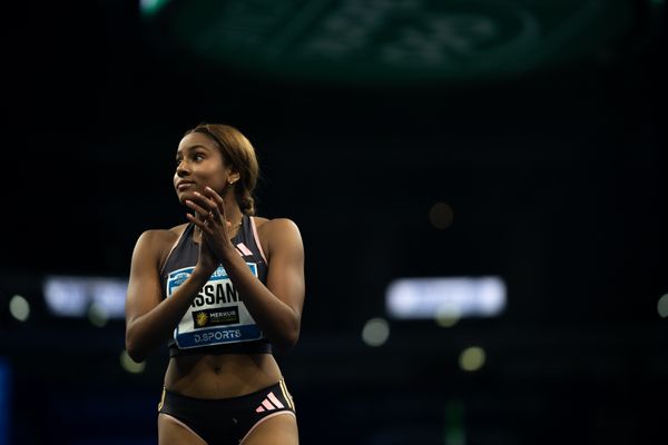 Mikaelle Assani (GER/SCL Heel Baden-Baden) beim 4. ISTAF INDOOR Düsseldorf am 04.02.2024 im PSD Bank Dome in Düsseldorf