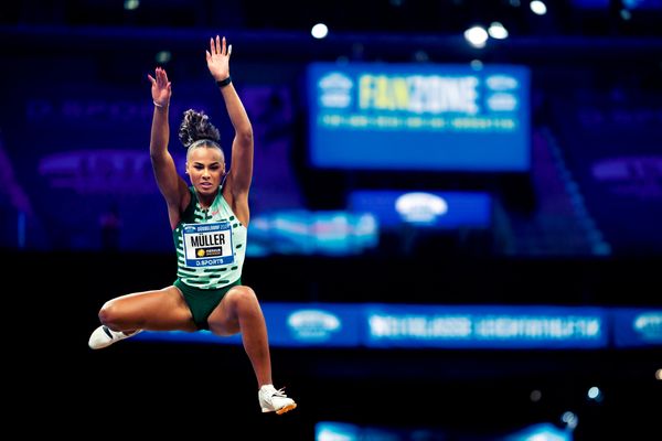 Laura Raquel Müller (GER/Unterländer LG) beim Weitsprung beim 4. ISTAF INDOOR Düsseldorf am 04.02.2024 im PSD Bank Dome in Düsseldorf