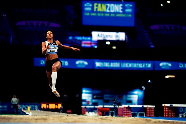 Malaika Mihambo (GER/LG Kurpfalz) im Weitsprung beim 4. ISTAF INDOOR Düsseldorf am 04.02.2024 im PSD Bank Dome in Düsseldorf