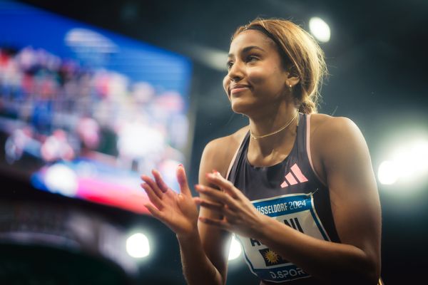 Mikaelle Assani (GER/SCL Heel Baden-Baden) im Weitsprung beim 4. ISTAF INDOOR Düsseldorf am 04.02.2024 im PSD Bank Dome in Düsseldorf