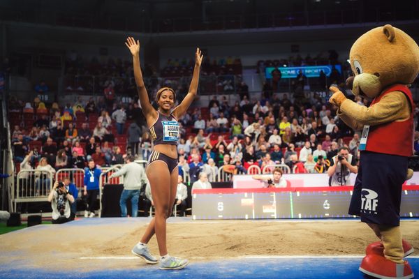 Mikaelle Assani (GER/SCL Heel Baden-Baden) im Weitsprung beim 4. ISTAF INDOOR Düsseldorf am 04.02.2024 im PSD Bank Dome in Düsseldorf