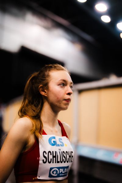 Jana Schlüsche (VfL Eintracht Hannover) am 17.02.2024 während den 71. Deutschen Leichtathletik-Hallenmeisterschaften in der QUARTERBACK Immobilien ARENA in Leipzig