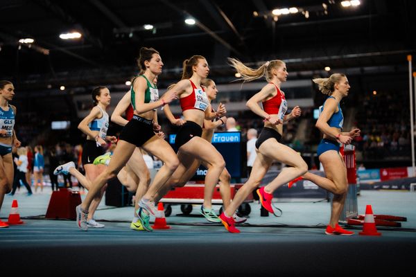Jana Schlüsche (VfL Eintracht Hannover) am 17.02.2024 während den 71. Deutschen Leichtathletik-Hallenmeisterschaften in der QUARTERBACK Immobilien ARENA in Leipzig