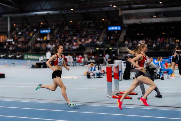 Jana Schlüsche (VfL Eintracht Hannover) am 17.02.2024 während den 71. Deutschen Leichtathletik-Hallenmeisterschaften in der QUARTERBACK Immobilien ARENA in Leipzig